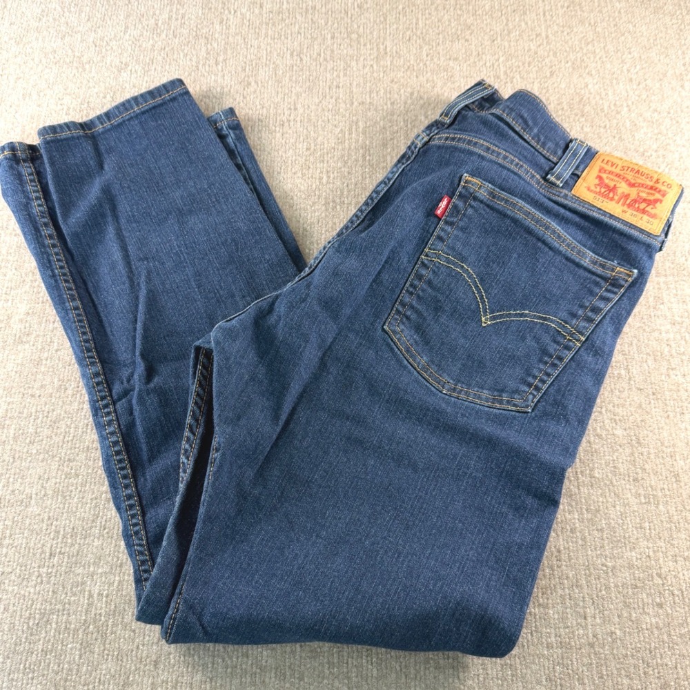 Levi's 513 Slim Straight Jeans Mens 38x30 Dark Wash Blue Denim Pants